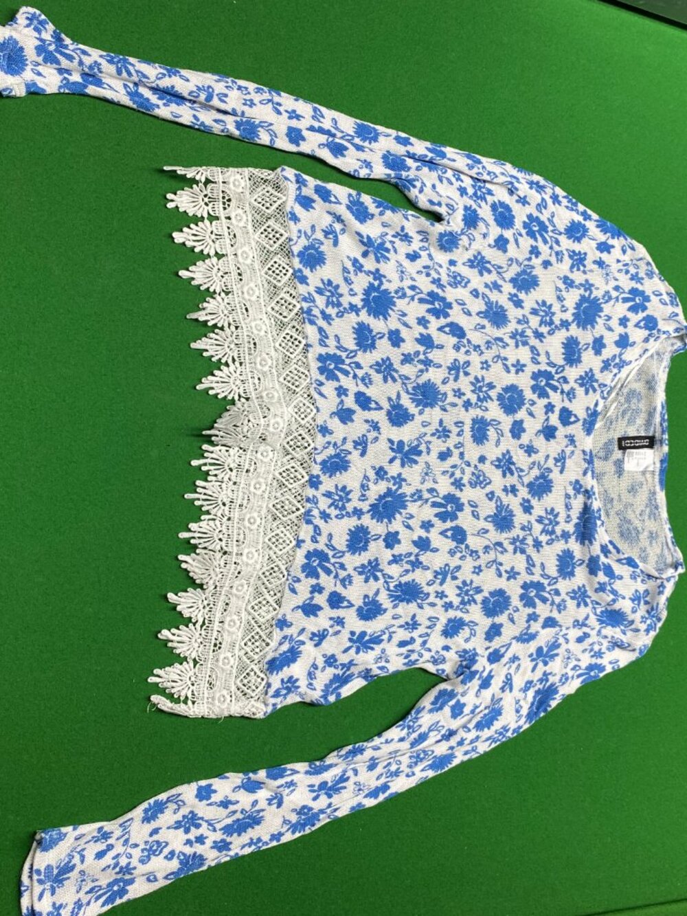 Floral blue and white top